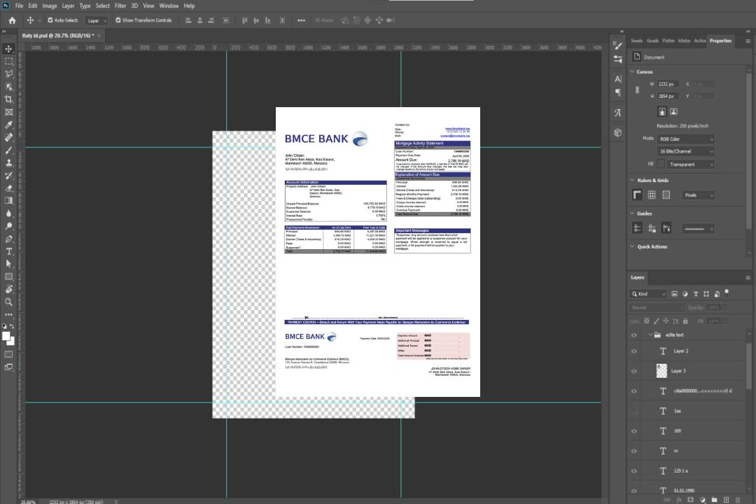 Maroc Relevé hypothécaire de la Banque Marocaine du Commerce Extérieur (BMCE) Modèle Word et PDF template